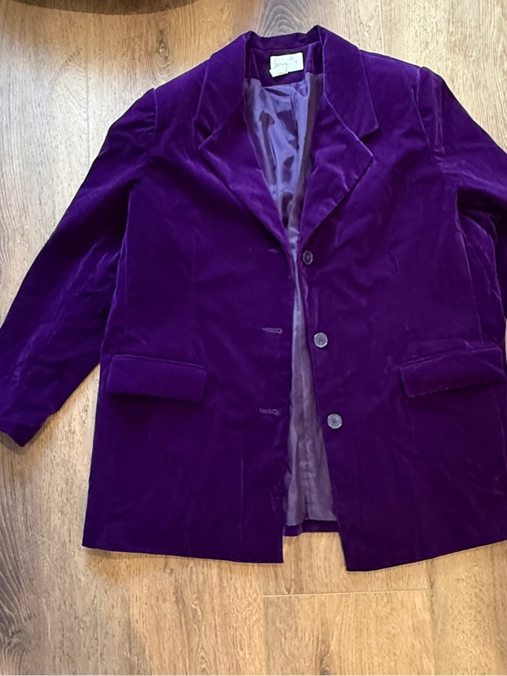 Roaman's Women's Plus Size Royal Purple Velvet 3-Button Blazer Jacket - Picture 6 of 8
